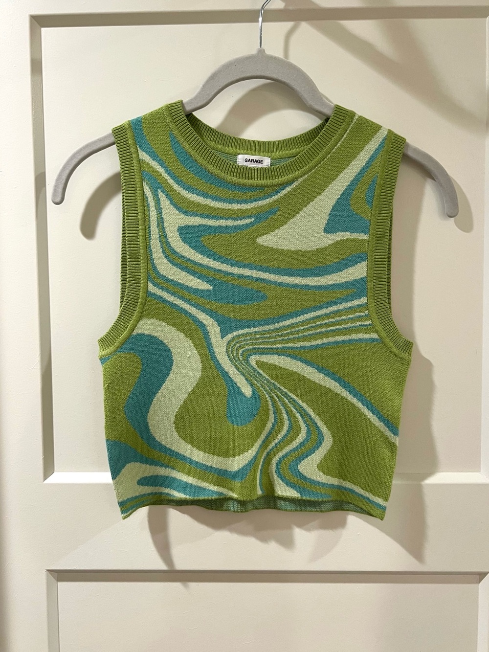 Garage Retro Swirl Knit Crop Tank